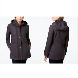 Kenneth Cole Hooded Babydoll Coat Wool Blend